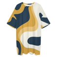 thumbnail image 3 of Abstract Mustard Navy Swirls Art Sleepshirts For Sleeping Travels Loose Sleepdress Pajama Dress Soft Nightdress Sleepwear, 3 of 7