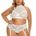 thumbnail image 4 of Gibobby Conjuntos de bragas de encaje Body de Camisola Sexy con Cordones y Espalda Abierta con Panel de Malla para Mujer Lencería Sexy de San Valentín Body Encaje(Blanco, 4XG), 4 of 4