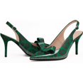 thumbnail image 5 of Women's Sexy Slingbacks Bow Stiletto Heels Closed Pointed Toe Pumps Bead Buckle Strap High Heels Dress Shoes, 5 of 12