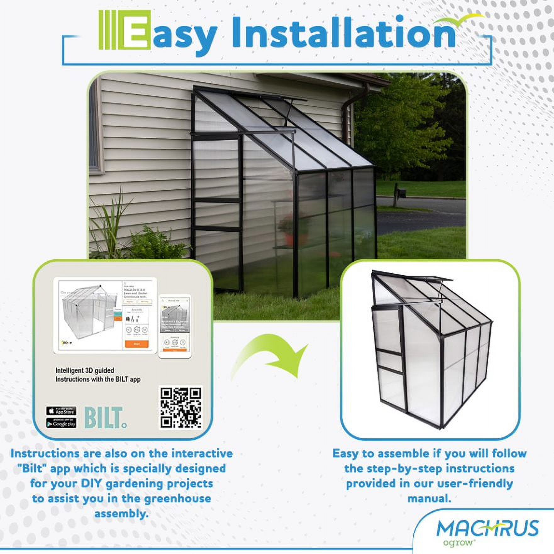 Machrus Ogrow 4 x 6 FT Lean-To-Wall Walk-In Greenhouse with Sliding Door and Adjustable Roof Vent - image 4 of 7