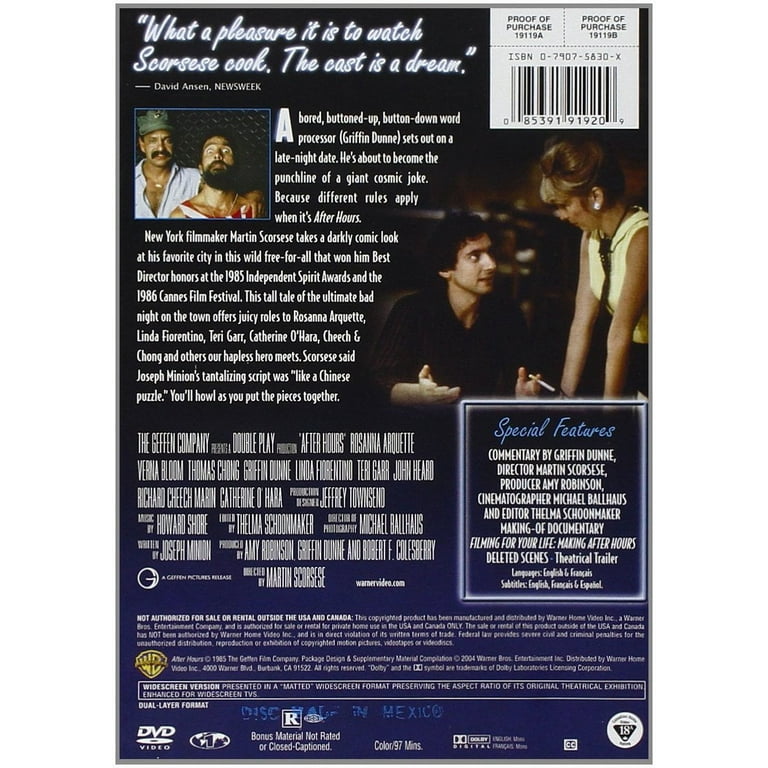 After Hours DVD Warner Home Video Comedy Walmart