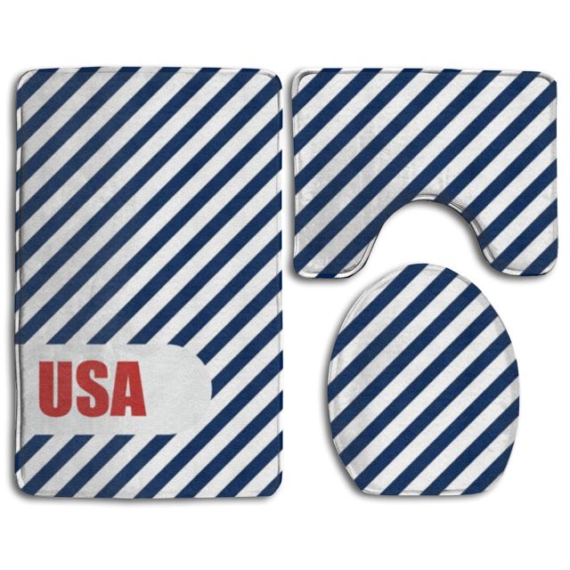 ABPHQTO Thin Blue Line EE. UU. Juego de alfombras de baño de 3 piezas Alfombra de baño Alfombra de contorno y tapa de inodoro ABPHQTO Cont-CHAPPLE-39488
