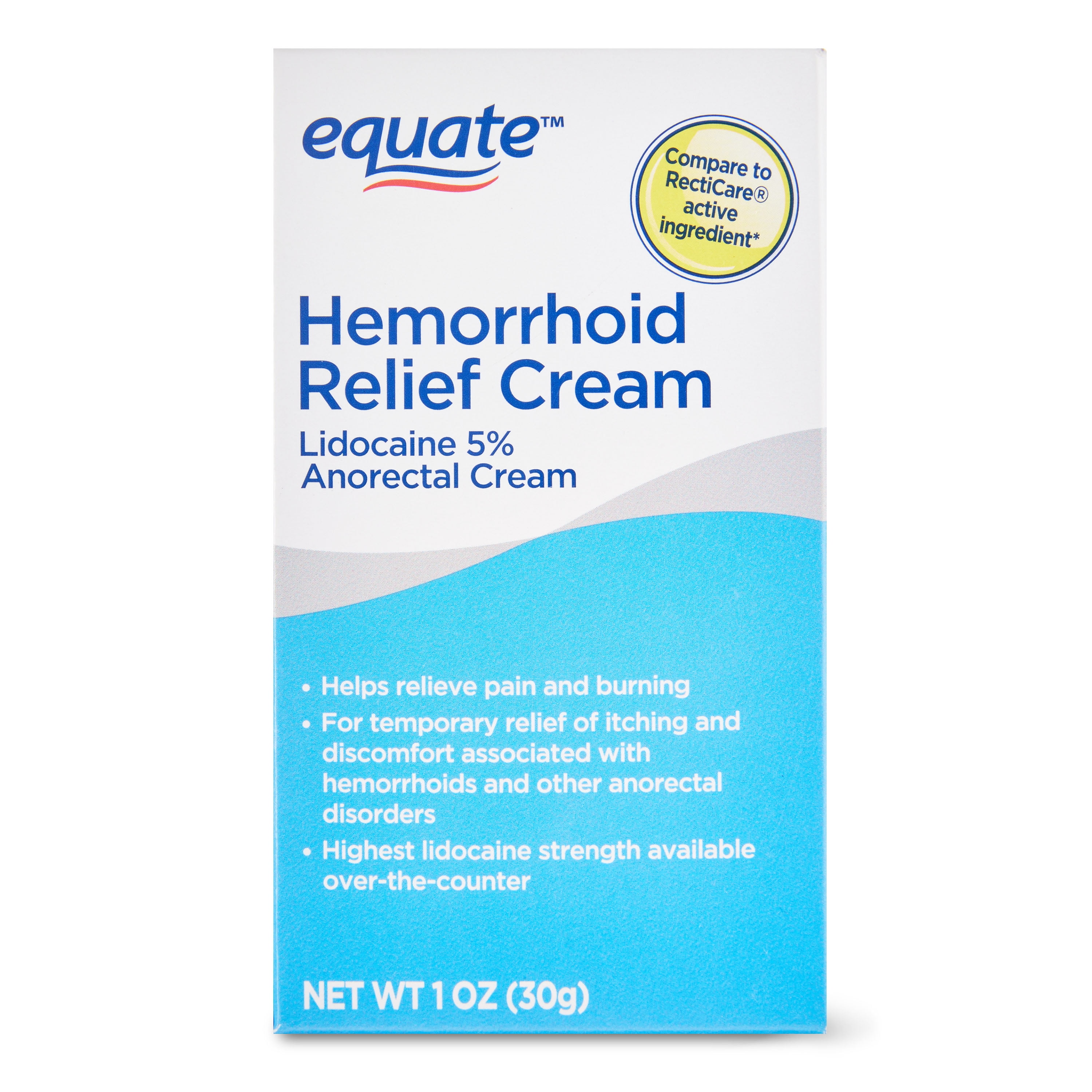 Equate Hemorrhoid Relief Cream With 5 Lidocaine Topical Ointment