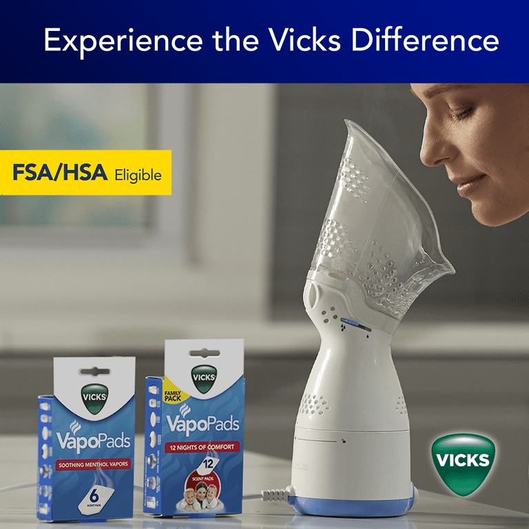 Vicks Steam Sinus Inhaler with 4 Bonus VapoPads Allergies and Colds White VIH200