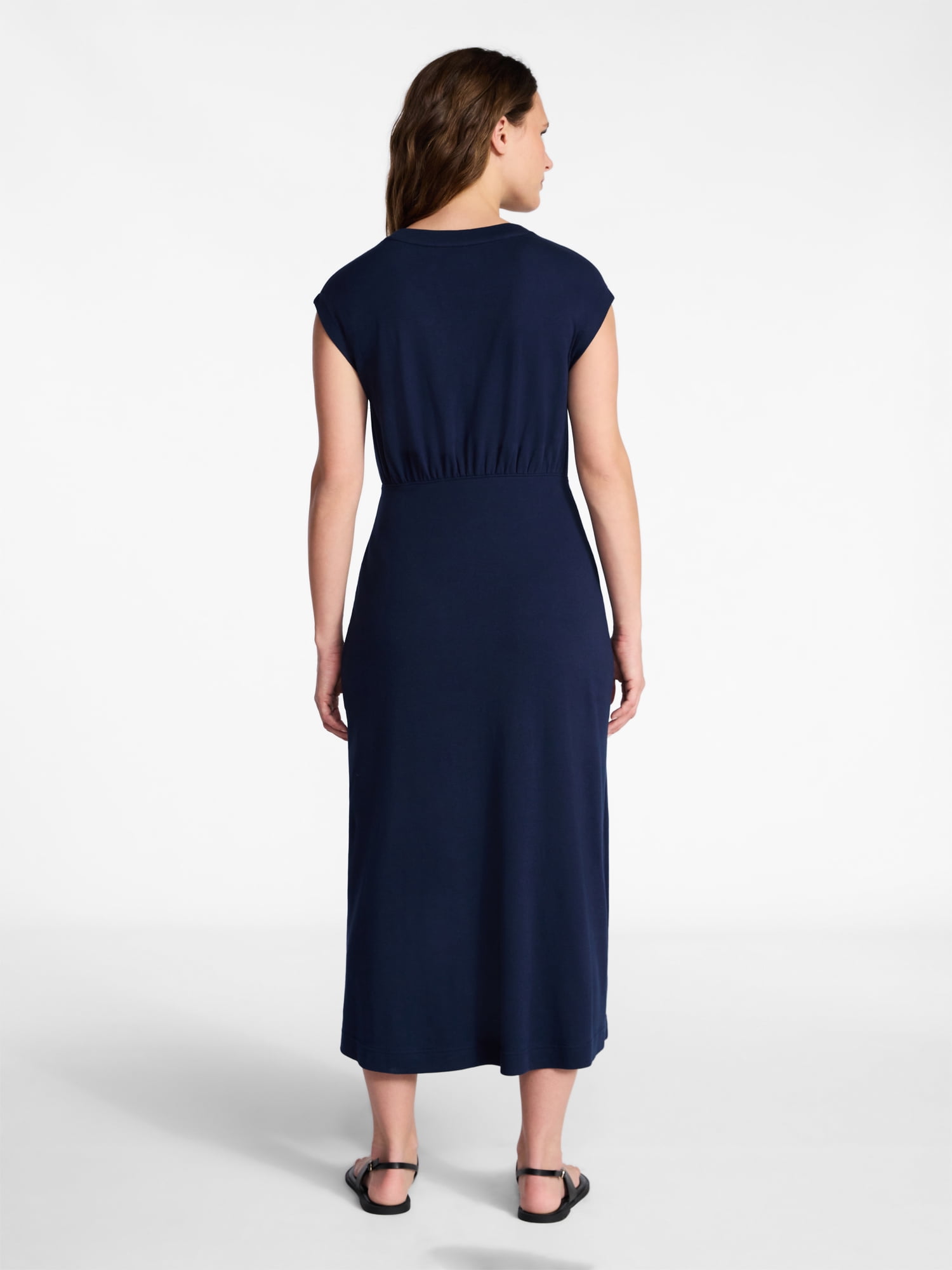 Time and Tru Women’s Cotton Knit Midi Dress with Dolman Sleeves, Sizes XS-XXXL