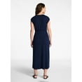 thumbnail image 3 of Time and Tru Women’s Cotton Knit Midi Dress with Dolman Sleeves, Sizes XS-XXXL, 3 of 5