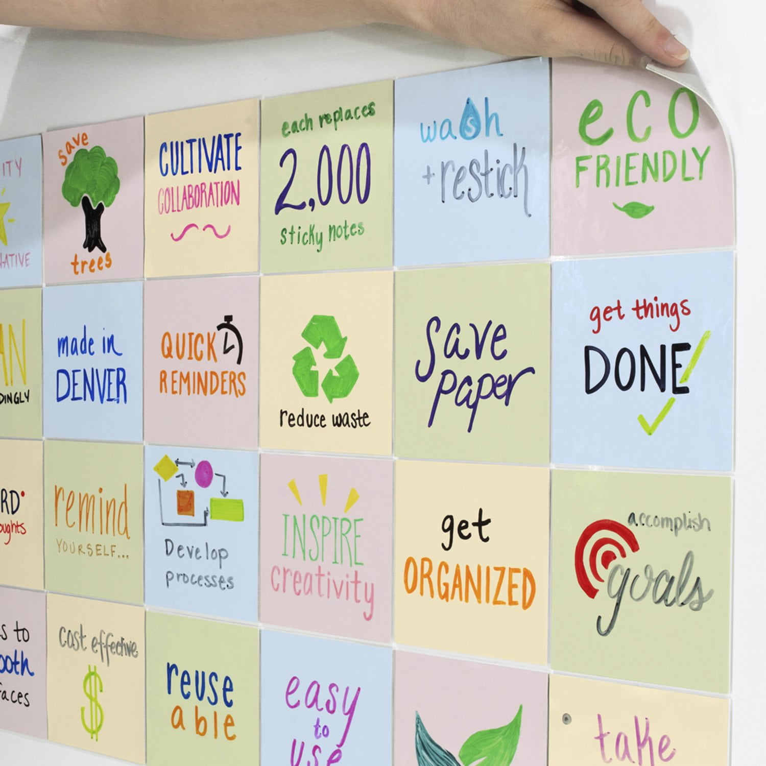 mcSquares Stickies 4 inch Color 24 Pack DryErase Sticky Notes COLORS