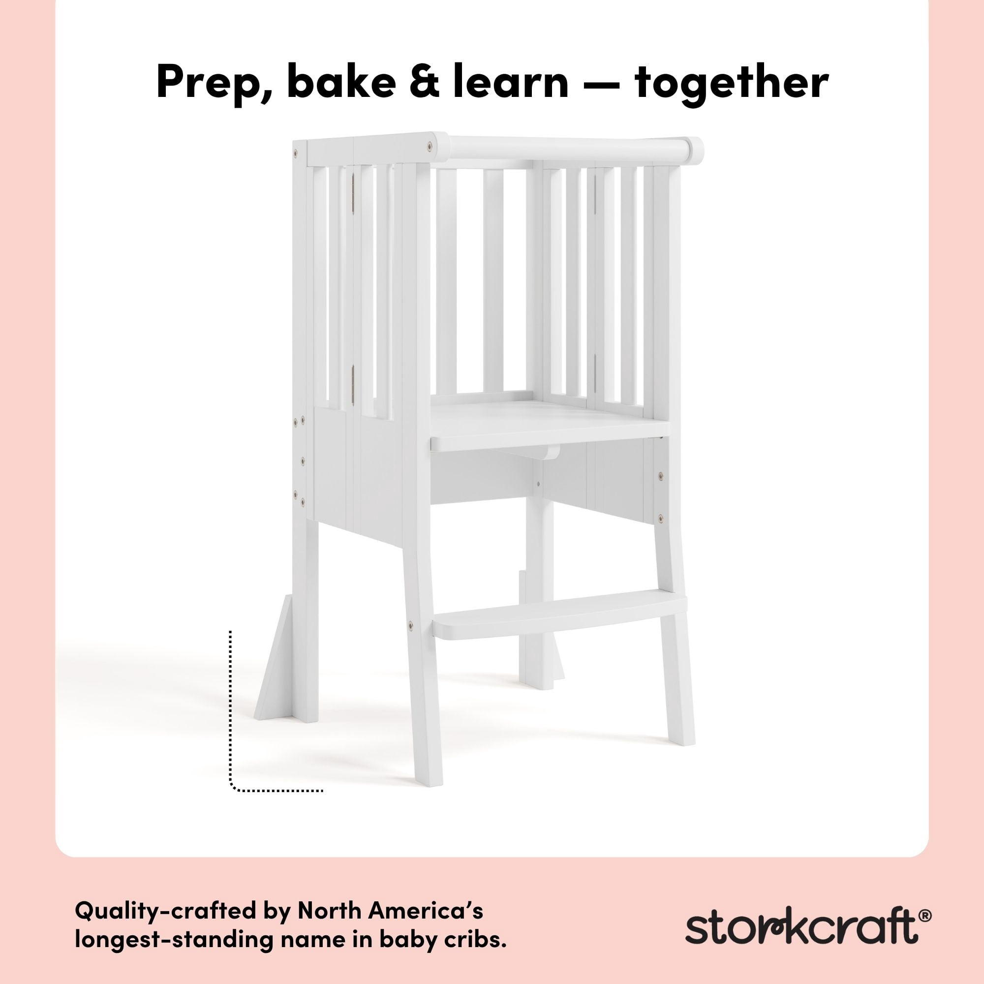Storkcraft Toddler Montessori Foldable Step Stool, White