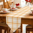 thumbnail image 2 of Orange Plaid Table Runner Linen Burlap Table Runner 60 Inches Long Fall Gingham Grids Striped Farmhouse Dresser Scarves for Kitchen Island Coffee Dining Room Party Wedding Holiday Decoration 13"x60", 2 of 8
