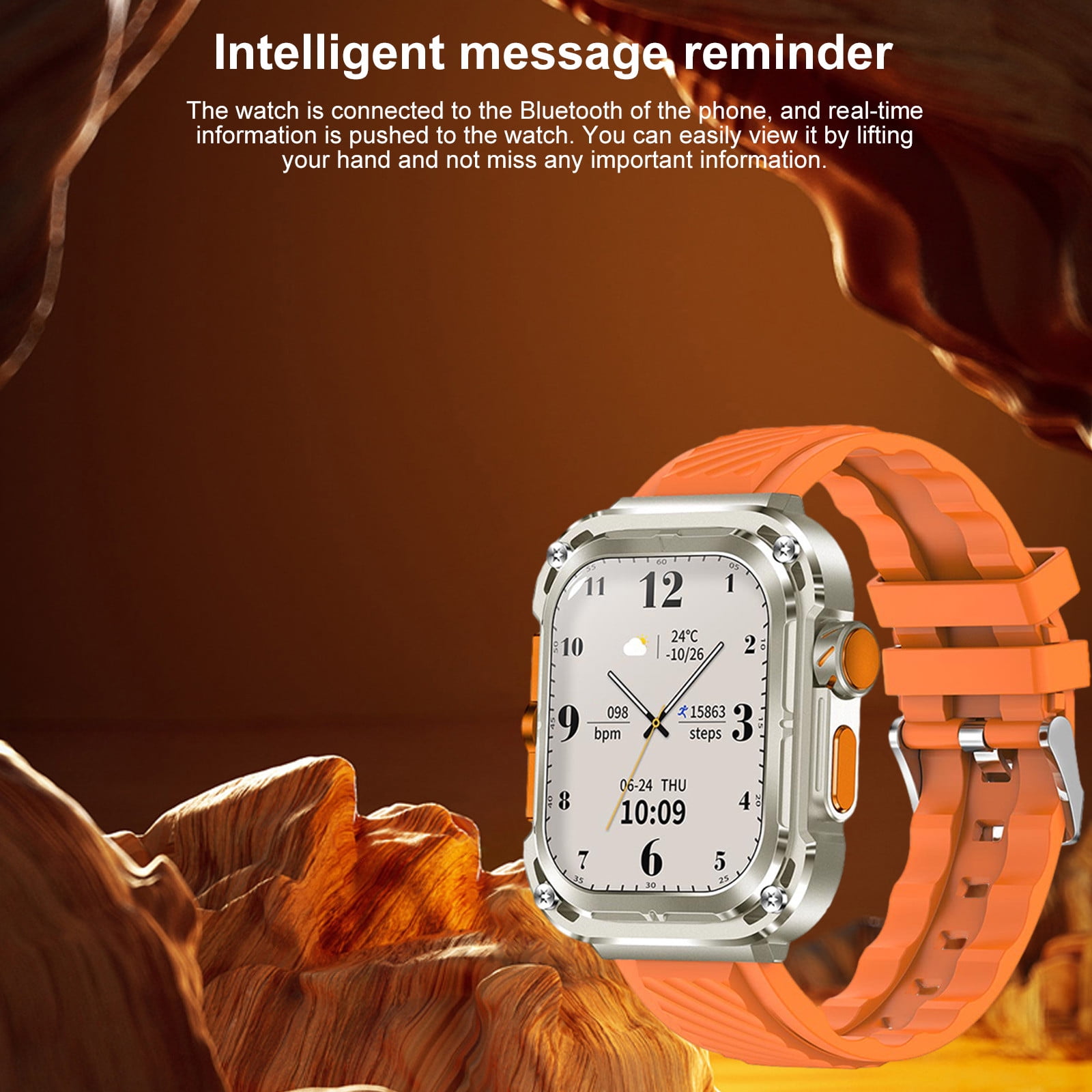 Jubipavy Smart Wearable Watch Multifunction HD Rectangular Screen Wireless Magnetic Charging NFC Access Control Motion Record IP68 Watertightness Bluetooth Function