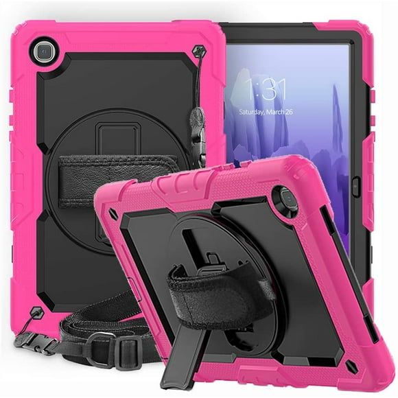 Galaxy Tab A7 10.4 Inch 2020 Case (SM-T500/T505/T507), [Built in Screen Protector] Shockproof Heavy Duty Protective Cases with Handle Stand Rugged Cover for Samsung Galaxy A7 Tablet, Rosy