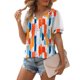 thumbnail image 1 of ICHUANYI Clearance Fashion Women Short Sleeve Floral Printed V-Neck Tops Lace Patchwork T-Shirt Blouse(Orange, XL) ICHUANYI WER2023081012405, 1 of 7