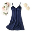 thumbnail image 2 of DHFJKG Nightgowns For Womens Silk Satin Mini Sleep Dress Casual Solid Color Spaghetti Strap Padded Summer V Neck Nightwear Stylish Home Clothes, 2 of 3