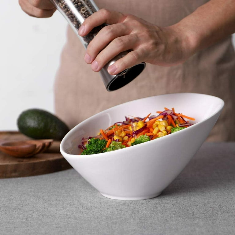 Large white top salad bowls