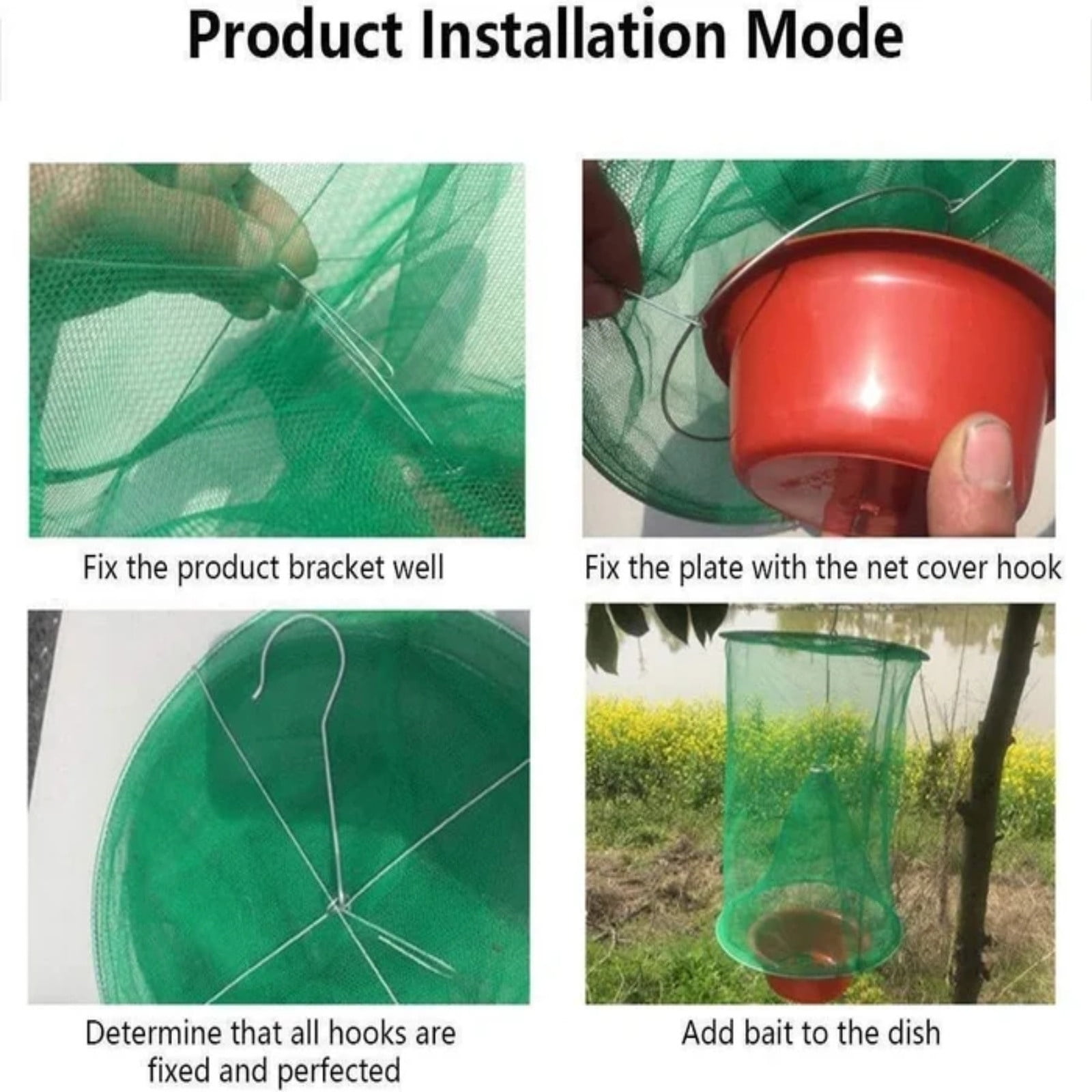Fzsteel Fly Catcher Trap Reusable 6-Pack, Thick Gauze & Plastic Bowl Fly Trap for Outdoor & Indoor Use, Horse Fly Control for Farm, Ranch, Stable, Garden Pest Control