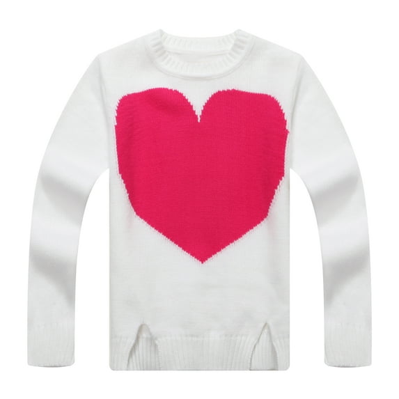 Richie House Girls' Pull Sweater with Artwork Intarsia in Front RH1171
