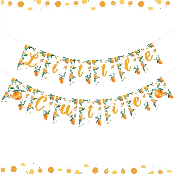Little Cutie Banner Little Cutie Party Decorations Bunting Banner Garland for Hey Cutie Baby Shower Birthday Party, Tangerine Clementine Fruit Themed Party Supplies