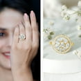 thumbnail image 3 of Rosec Jewels Moissanite Cocktail Ring for Women - D-VS1 Quality Certified Moissanite Large Cluster Ring with Halo - Ready to Gift, 18K Yellow Gold, US 7.00, 3 of 9