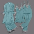 thumbnail image 2 of Wangmeiwg Women's Pajama Sets 4/5pcs Women Pajama Sets Silk Lace Robe Sleepwear Nightdress Floral Lace Trim Pajama Pants Ensemble L Green, 2 of 3