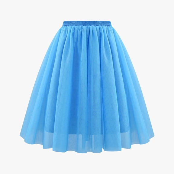 Huowey Women Tutu Mini Skirt Elastic Waist Pleated Mesh Solid Color Ruffles Tiered Soft Drape Short A Line Elegant Ruched Layered Flowy Short Skirts,BU2,XL