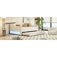 thumbnail image 4 of Full XL Daybed with LED & Trundle, Beige Linen Upholstery, Wood Frame for Bedroom. Modern design with adjustable LED lights, no box spring needed. Extra sleeping space., 4 of 18