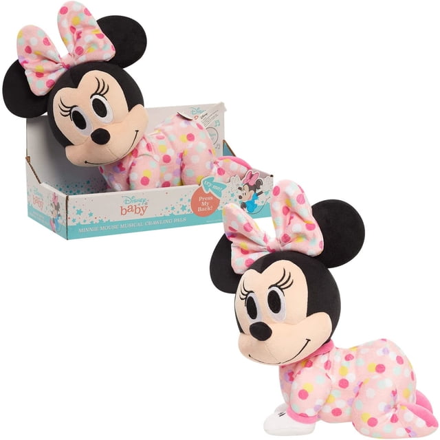 AmPm Baby Musical Crawling Pals Plush, Minnie Mouse, Interactive Crawling Plush, Stuffed Animal, by Just Play, Multi-Color
