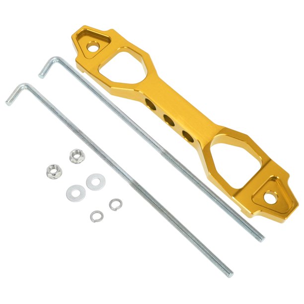 Soporte de Batería Universal para Automóvil Unique Bargains, Aleación de Aluminio Tono Dorado, 1 Juego con Ganchos en J, Tuercas, Arandelas y Manguitos Protectores