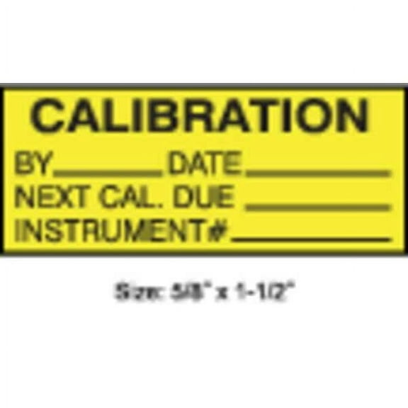 Stranco Calibration Label, ENG, Black/Yellow, PK350, TCF-22135 TCF-22135