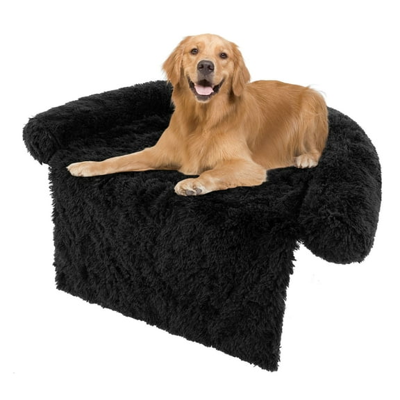 FGYRYK Plush Dog Couch Bed, Black Pet Bed with Removable Washable Cover, 47" x 45" x 7" for Large Dogs (Up to 110 lbs)