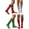 thumbnail image 2 of 4 Pairs Christmas Holiday Knee High Socks,Assorted Colors & Designs Womens Size: 9-11, 2 of 2