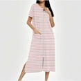 thumbnail image 1 of Women's Long Zip Up Knit Robe with Pockets - Cozy Full Length Housecoat for Lounge Wear and After Shower, 1 of 7