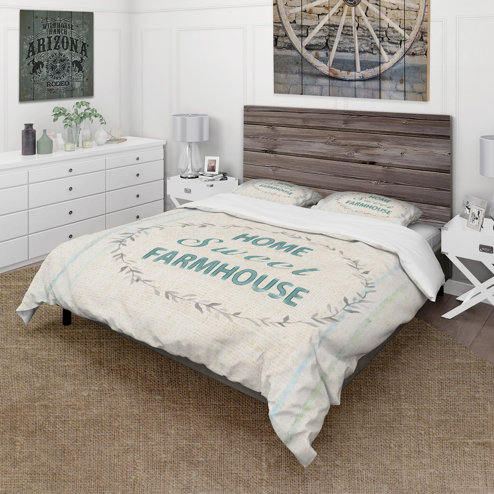 Designart 'Farmhouse Florals XII' Farmhouse Duvet Cover Set