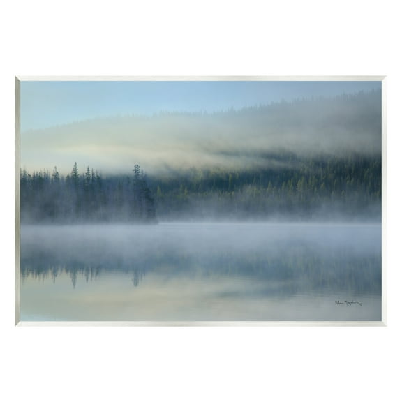 Stupell Industries Foggy Mountain Lake Scenery Nature Photography Unframed Art Print Wall Art, 15 x 10