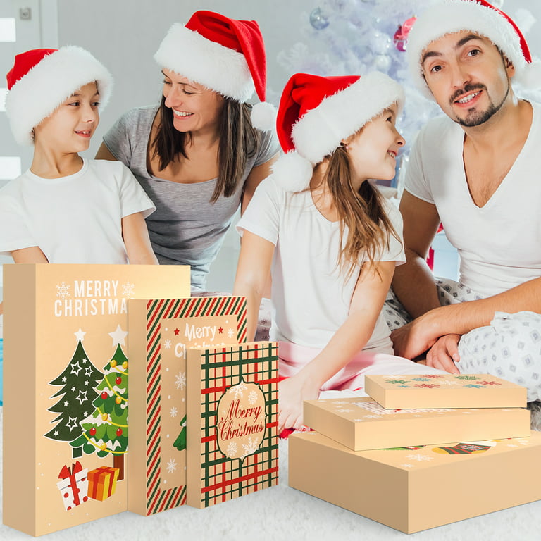  Giiffu 18 Kraft Christmas Gift Boxes with Lids, 12