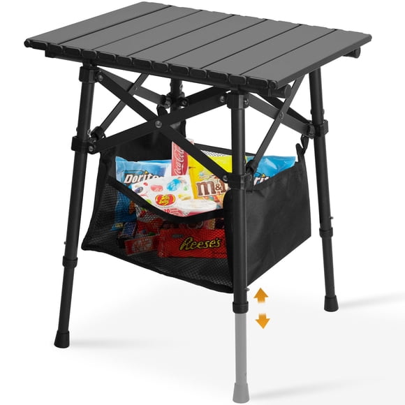 Mesa plegable de camping Audoyon, de aluminio, ajustable de 36 y 48 cm