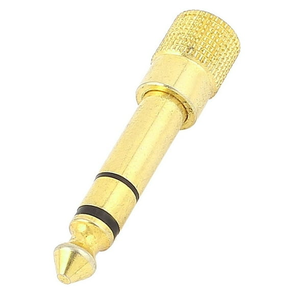 Unique Bargains Audio 6.35mm Male to 3.5mm Female Headphone Stereo Jack Adapter Gold Tone