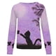 thumbnail image 4 of Pntutb Camisas para mujer Cuello redondo Estampado de gato Tops de manga larga Blusa regular estampada Pntutb Pntutb-1089, 4 of 5