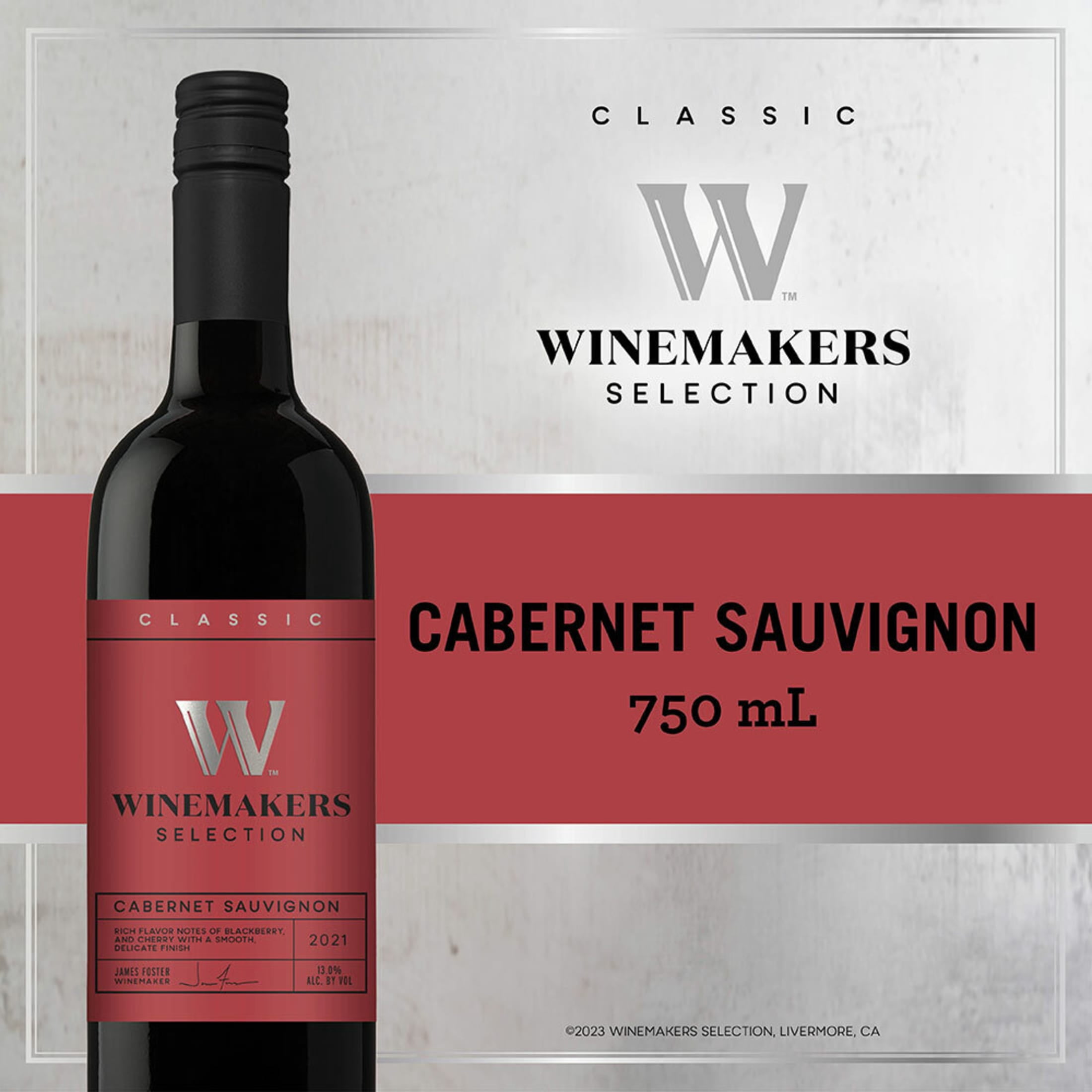 Winemakers Selection Cabernet Sauvignon Red Wine, [Flavor Notes], [XX]% Alcohol by Volume, Shelf Stable, 750 mL