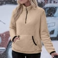 thumbnail image 4 of BVOFAR Quarter Zip Fleece Pullover for Women Fuzzy Sherpa Lined Sweatshirts Warm Fluffy Long Sleeve Sweaters with Pockets Fall Trendy Outerwear, 4 of 7