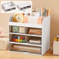thumbnail image 6 of Desktop Storage Box, Transparent Drawer Organizer with Large Capacity, Stackable Desk Organizer for Office Supplies, Stationery, and Small Items, 6 of 6