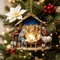 thumbnail image 2 of Clearance!3.15in Nativity Scene Christmas Ornament, Acrylic Hanging Ornament, Holy Family Birth of Christ Mary Jesus Decor, Indoor Outdoor Christmas Tree Decoration Religious Xmas Gift, 2 of 7