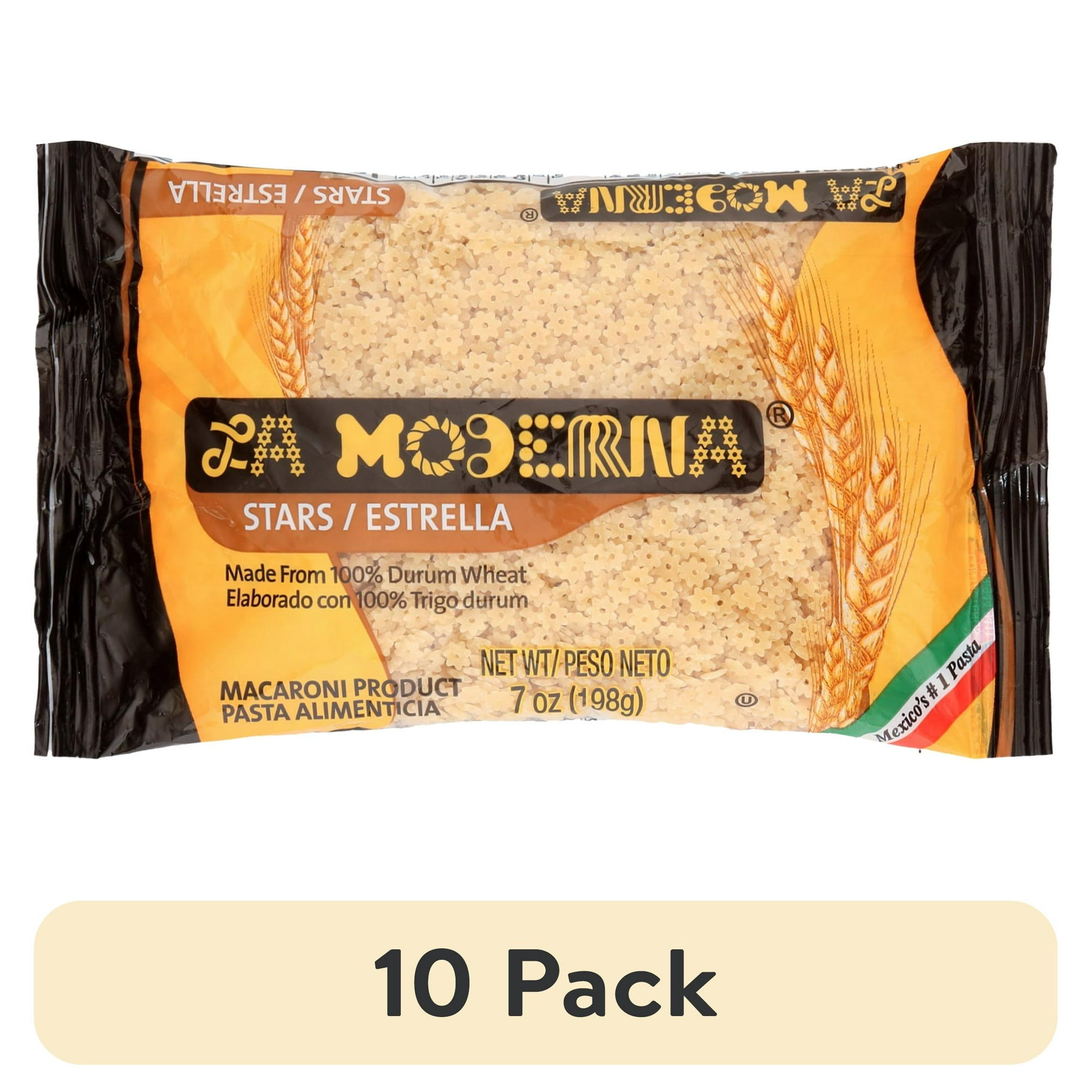 (10 pack) Stars Macaroni Pasta La Moderna Star Pasta, Durum Wheat, 7 oz