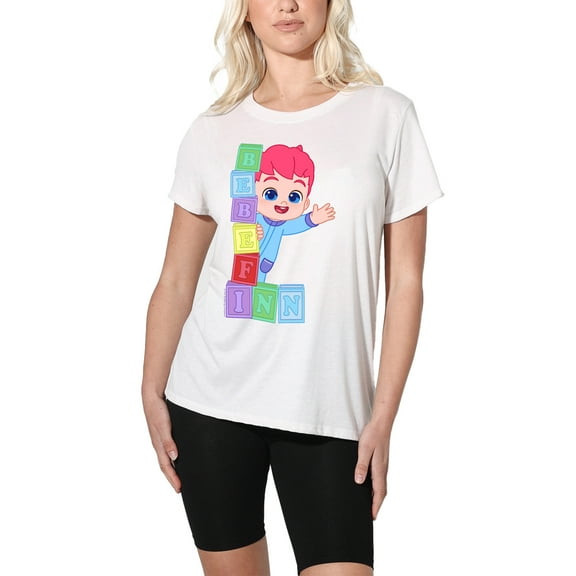 Bebefinn Building Blocks Women's Loose T-Shirt, White, Medium