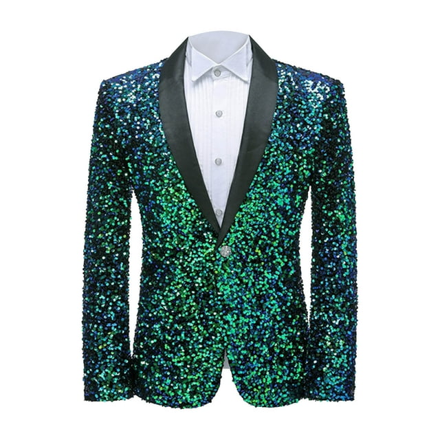 TIMIFIS Robe à Paillettes pour Hommes Blazer Festival Smoking Bal Blazer Ajustée Bouton Revers Performance Blazer