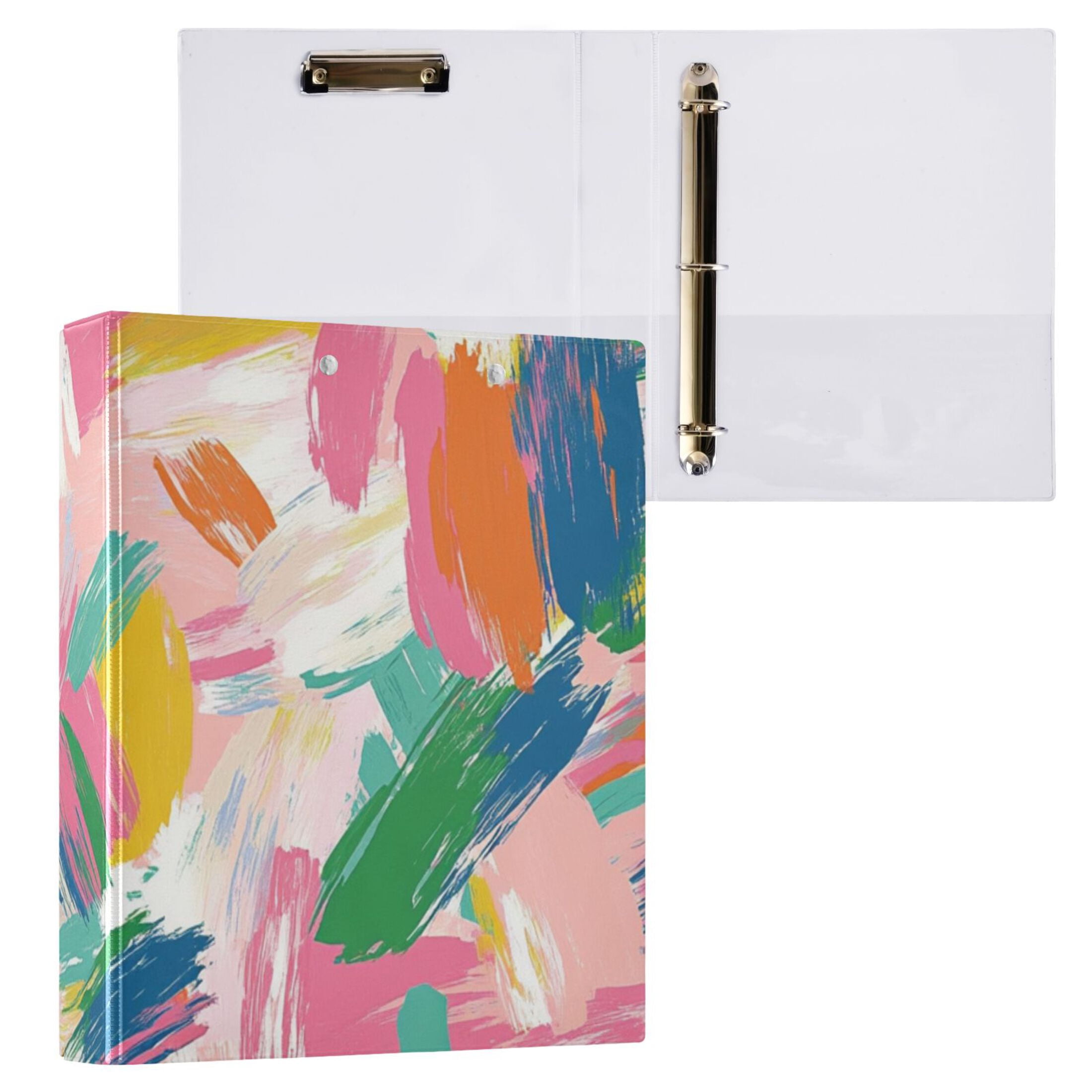 Colorful Graffiti Blocks 3 Ring Binders 1.5 inch Hardcover File Folders with Interior Pockets A4 Size Organizer for School Office Hospital