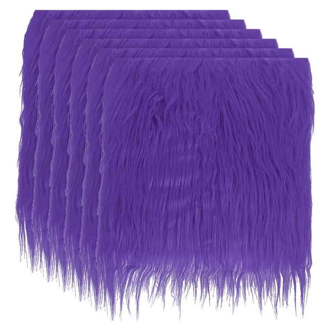 Unique Bargains 6 Pcs 10 x 10 Inch Plush Faux Fur Fabric Square Fluffy Faux Fur Patches Cuts, Purple