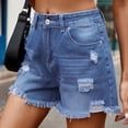 thumbnail image 6 of Besolor Womens Ripped Jeans Shorts Stretchy High Waist Frayed Raw Hem Denim Shorts Casual Distressed Girls Summer Shorts, 6 of 9