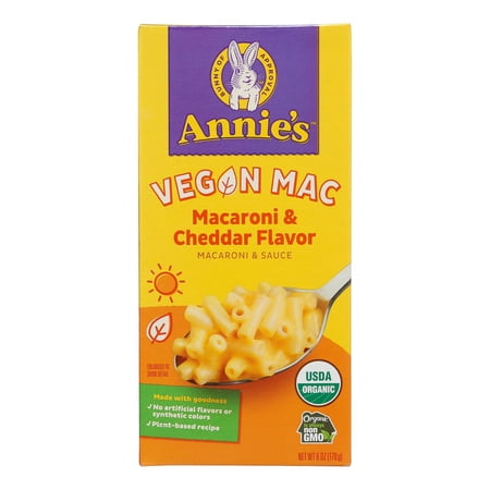 Annie's Homegrown Organic Macaroni & Cheese - Vegan Cheddar Flavored - Case of 12 - 6 oz