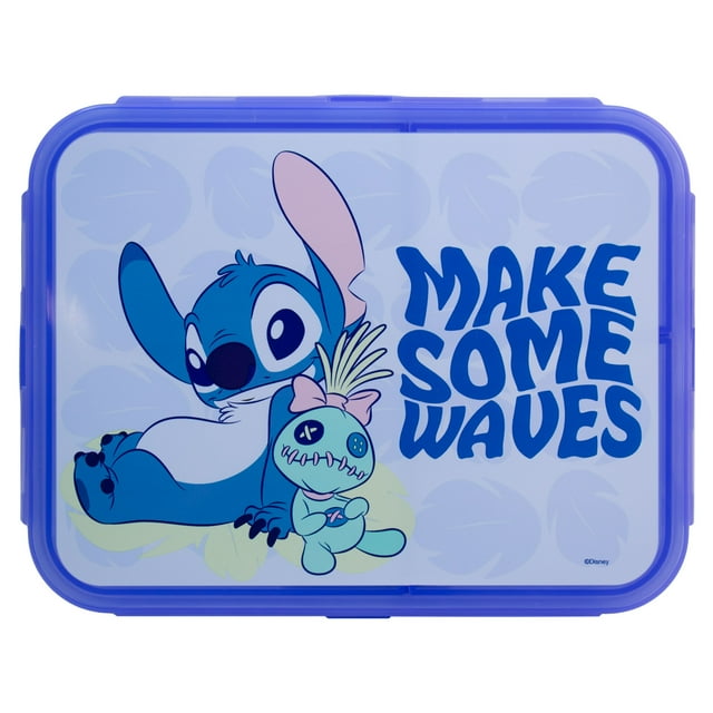 Lunch Box Rectangular 3 Divisiones, Diseño Stitch & Trapos, Contenedor para Alimentos Infantil Hecho de Plástico