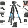 thumbnail image 3 of Zomei 74" Q188 Tripod Aluminum Professional Heavy Duty Camera Stand for Camera DSLR, 3 of 8